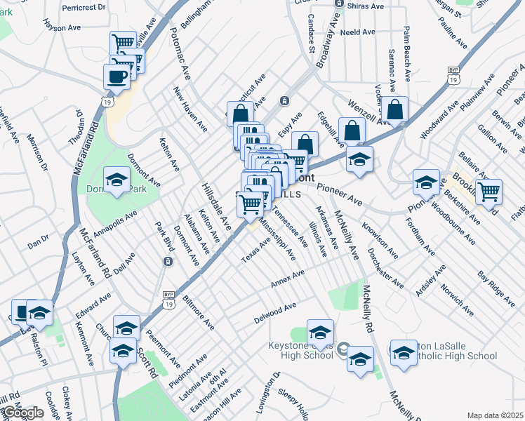 map of restaurants, bars, coffee shops, grocery stores, and more near 2933 West Liberty Avenue in Pittsburgh