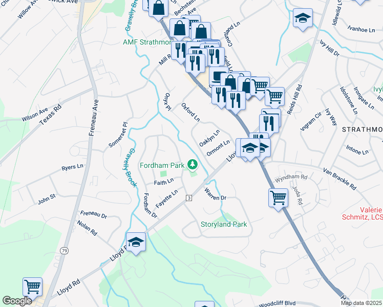 map of restaurants, bars, coffee shops, grocery stores, and more near 40 Overlea Lane in Monmouth County