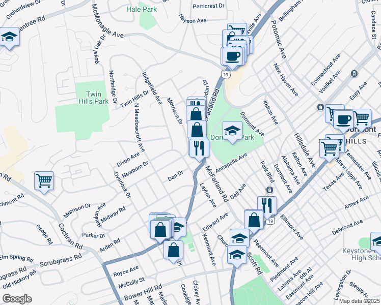 map of restaurants, bars, coffee shops, grocery stores, and more near 171 Morrison Drive in Pittsburgh