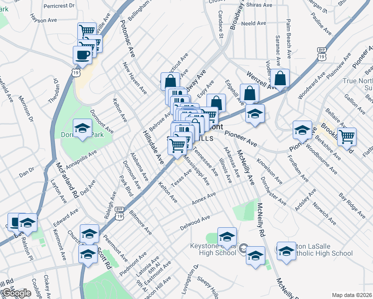 map of restaurants, bars, coffee shops, grocery stores, and more near 2933 West Liberty Avenue in Pittsburgh