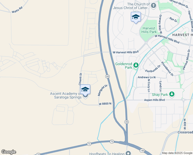 map of restaurants, bars, coffee shops, grocery stores, and more near West Buckeye Way in Saratoga Springs