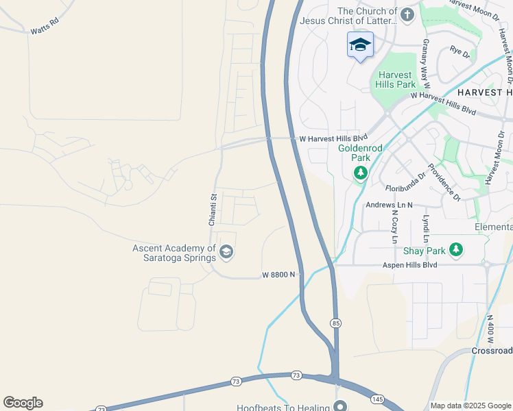 map of restaurants, bars, coffee shops, grocery stores, and more near West Buckeye Way in Saratoga Springs