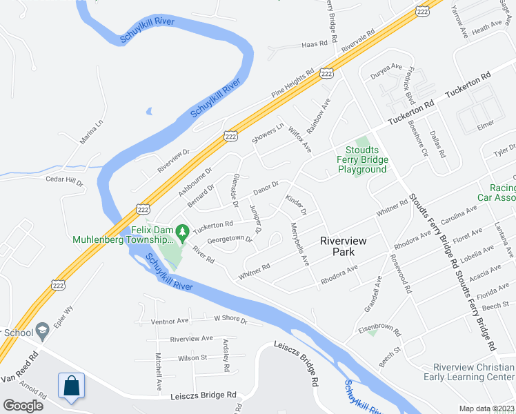 map of restaurants, bars, coffee shops, grocery stores, and more near 4205 Juniper Drive in Reading