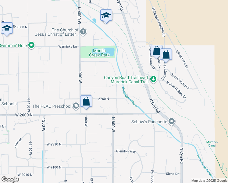 map of restaurants, bars, coffee shops, grocery stores, and more near 2926 North 650 West in Pleasant Grove