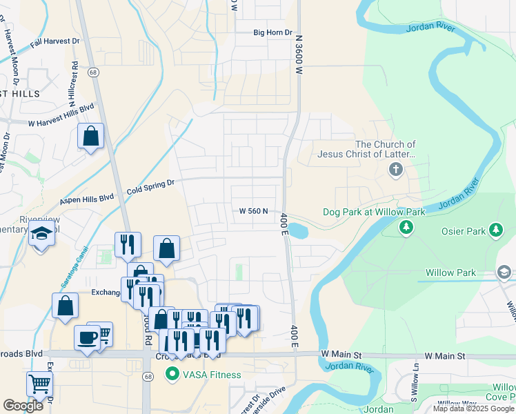map of restaurants, bars, coffee shops, grocery stores, and more near 3800 West 560 North in Lehi