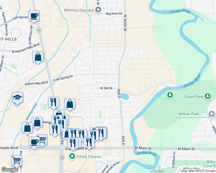 map of restaurants, bars, coffee shops, grocery stores, and more near 3800 West 560 North in Lehi