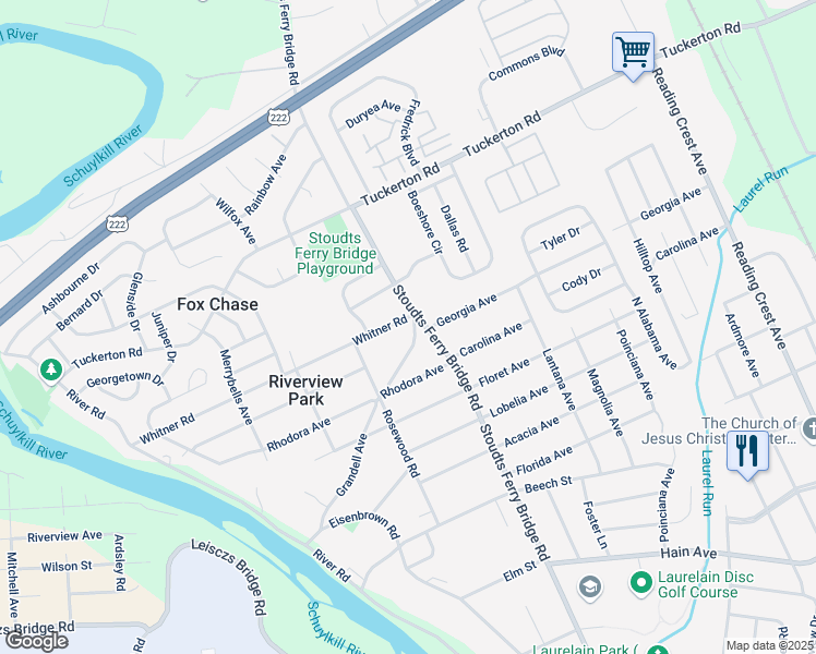 map of restaurants, bars, coffee shops, grocery stores, and more near 809 Whitner Road in Reading