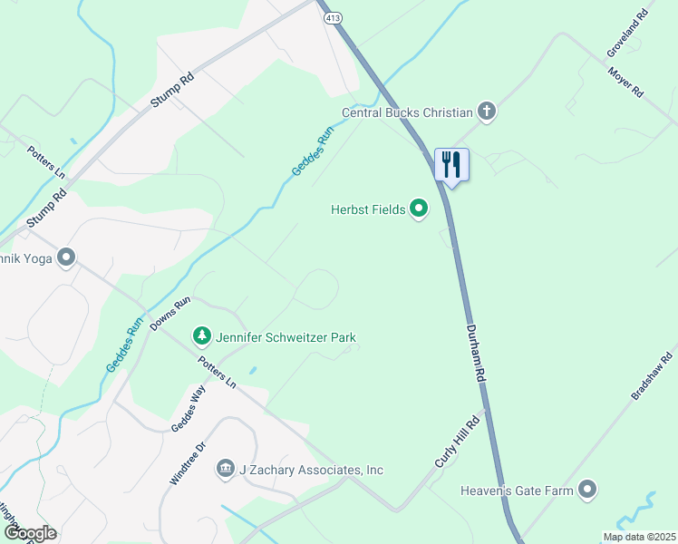 map of restaurants, bars, coffee shops, grocery stores, and more near 5543 Geddes Way in Bucks County