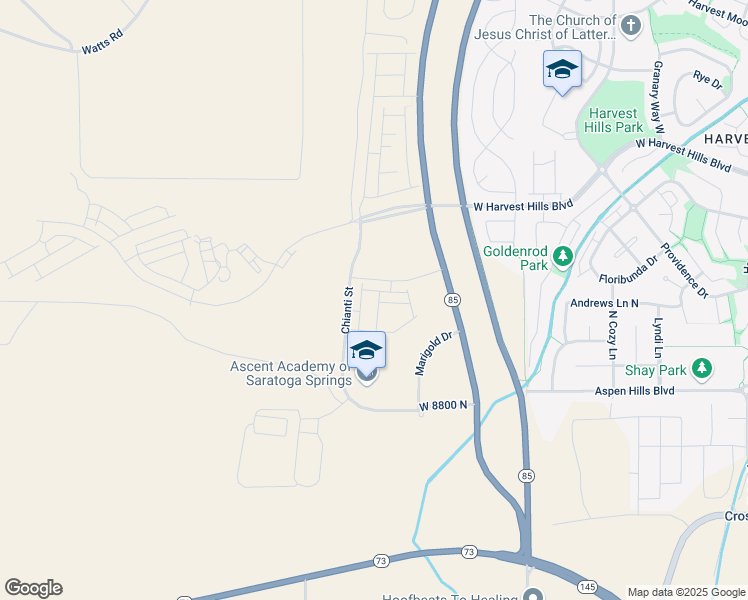 map of restaurants, bars, coffee shops, grocery stores, and more near 1781 North Blaze Lane in Saratoga Springs