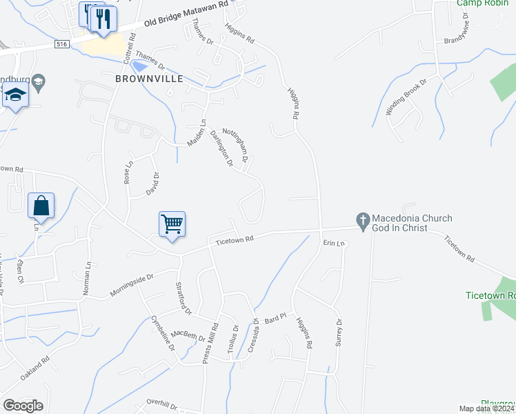 map of restaurants, bars, coffee shops, grocery stores, and more near 803 Darlington Drive in Old Bridge Township