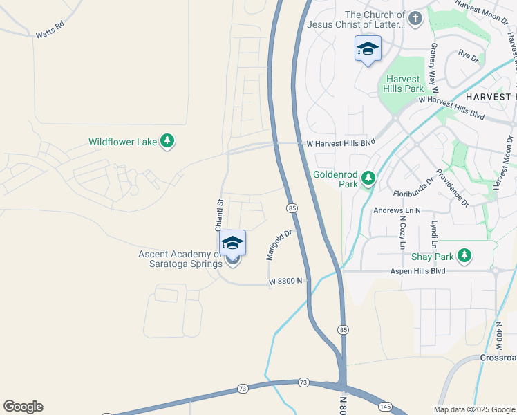 map of restaurants, bars, coffee shops, grocery stores, and more near 936 West Big Ben Lane in Saratoga Springs