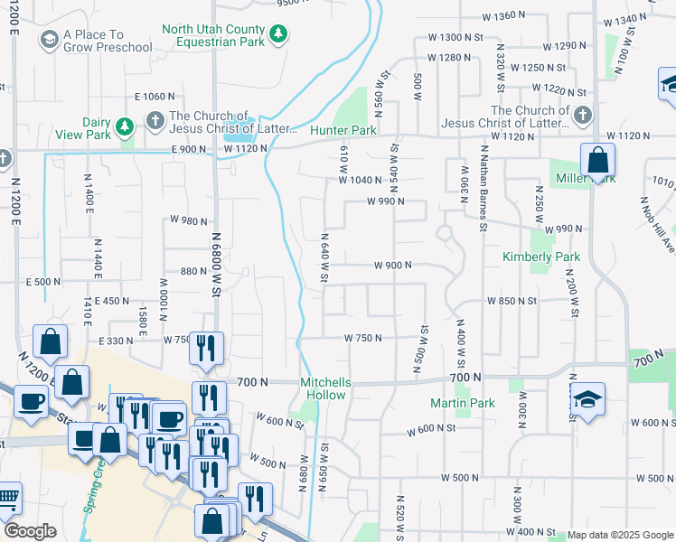 map of restaurants, bars, coffee shops, grocery stores, and more near 926 North 600 West Street in American Fork