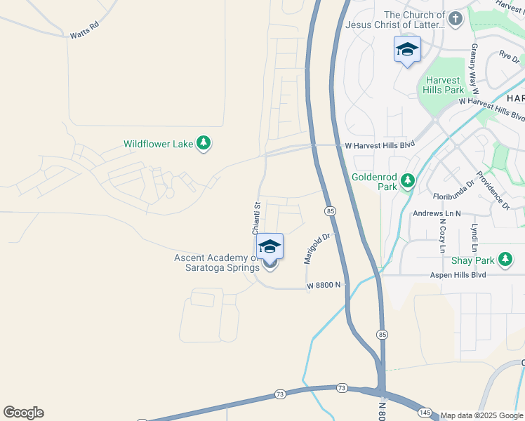 map of restaurants, bars, coffee shops, grocery stores, and more near 1787 North Festive Way in Saratoga Springs