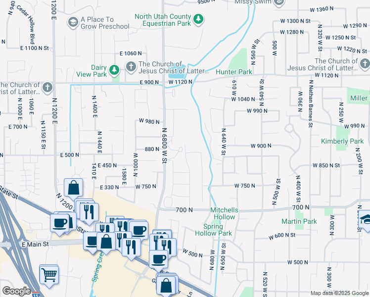map of restaurants, bars, coffee shops, grocery stores, and more near 962 North 780 West Street in American Fork
