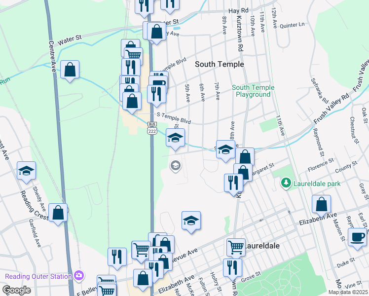 map of restaurants, bars, coffee shops, grocery stores, and more near 4007 5th Avenue in Temple