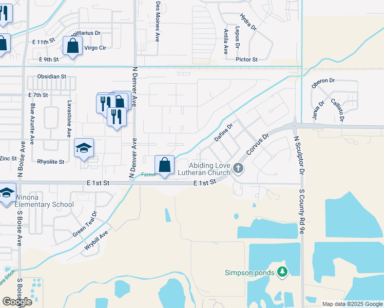 map of restaurants, bars, coffee shops, grocery stores, and more near 2562 Tungsten Court in Loveland