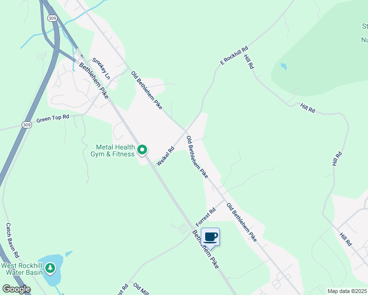 map of restaurants, bars, coffee shops, grocery stores, and more near 13 Weikel Road in Sellersville