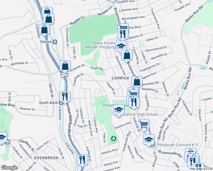map of restaurants, bars, coffee shops, grocery stores, and more near 313 Copperfield Avenue in Pittsburgh
