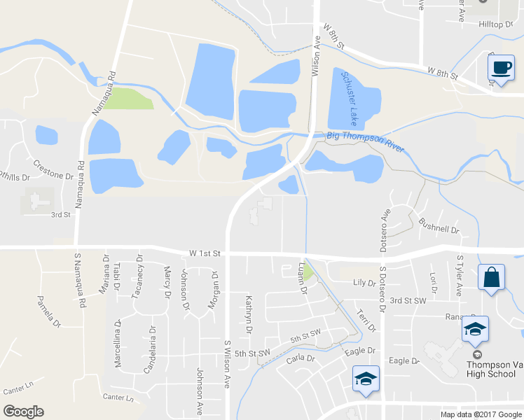 map of restaurants, bars, coffee shops, grocery stores, and more near 200 North Wilson Avenue in Loveland