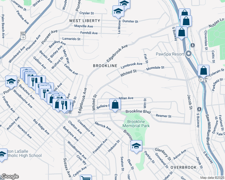 map of restaurants, bars, coffee shops, grocery stores, and more near 1235 Gallupe Drive in Pittsburgh