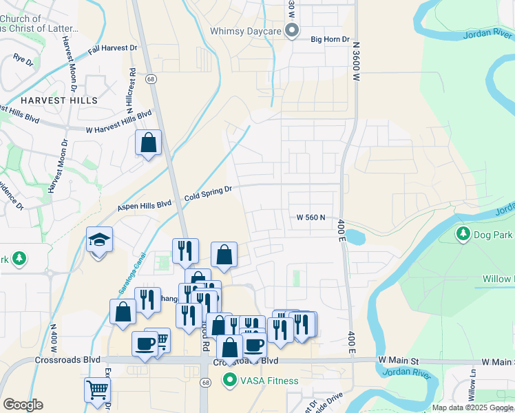 map of restaurants, bars, coffee shops, grocery stores, and more near 4020 West Corn Patch Avenue in Lehi