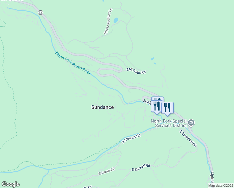 map of restaurants, bars, coffee shops, grocery stores, and more near 8982 Timphaven Road in Sundance