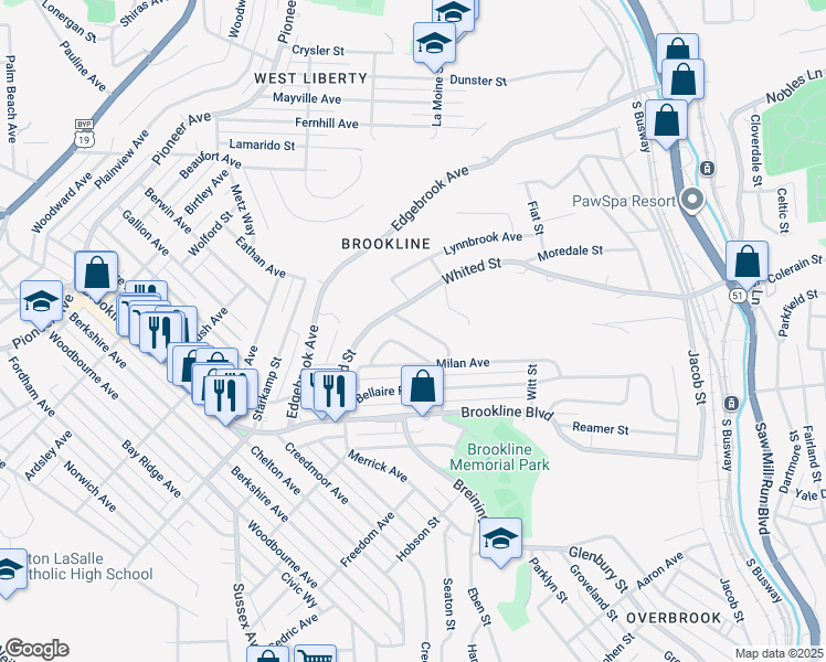 map of restaurants, bars, coffee shops, grocery stores, and more near 1235 Gallupe Drive in Pittsburgh
