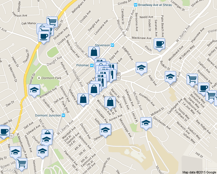 map of restaurants, bars, coffee shops, grocery stores, and more near in Dormont