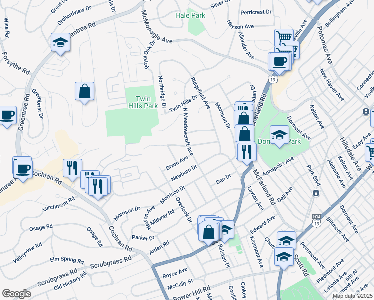 map of restaurants, bars, coffee shops, grocery stores, and more near 629 North Meadowcroft Avenue in Pittsburgh