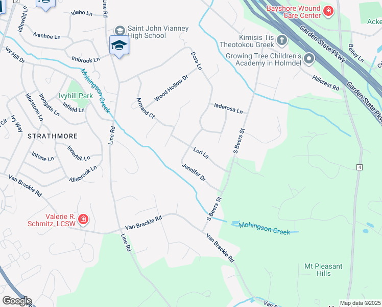 map of restaurants, bars, coffee shops, grocery stores, and more near 16 Jennifer Drive in Holmdel
