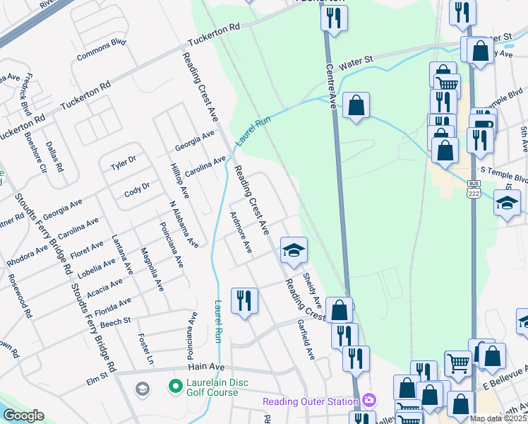 map of restaurants, bars, coffee shops, grocery stores, and more near 3559 Reading Crest Avenue in Reading