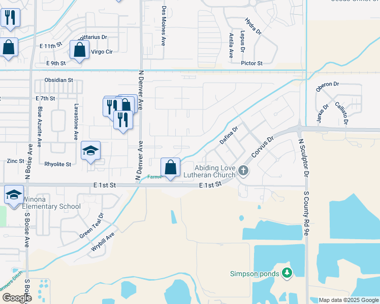map of restaurants, bars, coffee shops, grocery stores, and more near 2562 Tungsten Court in Loveland