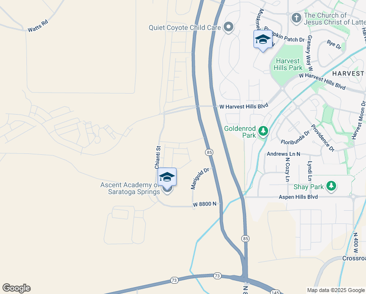 map of restaurants, bars, coffee shops, grocery stores, and more near Mountain View Road in Saratoga Springs