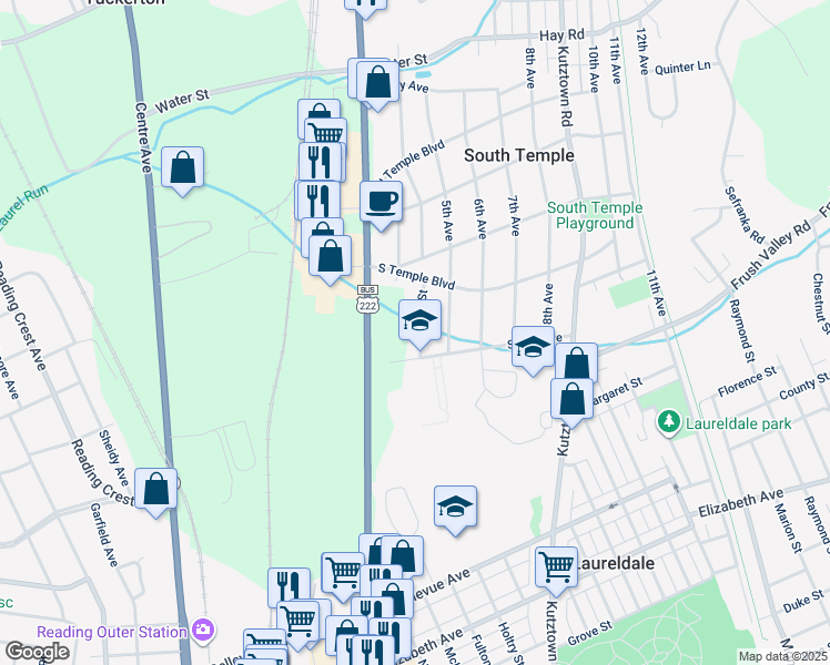 map of restaurants, bars, coffee shops, grocery stores, and more near 4006 Frances Street in Temple