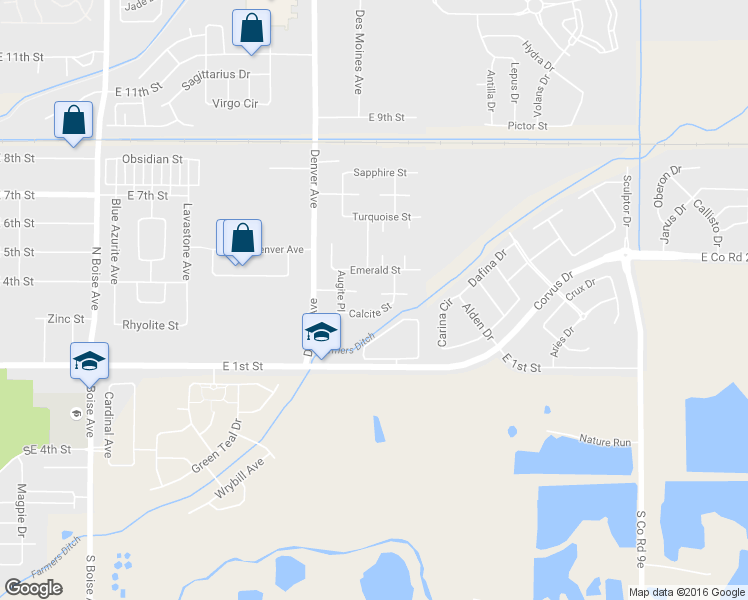 map of restaurants, bars, coffee shops, grocery stores, and more near 2446 Selenium Court in Loveland
