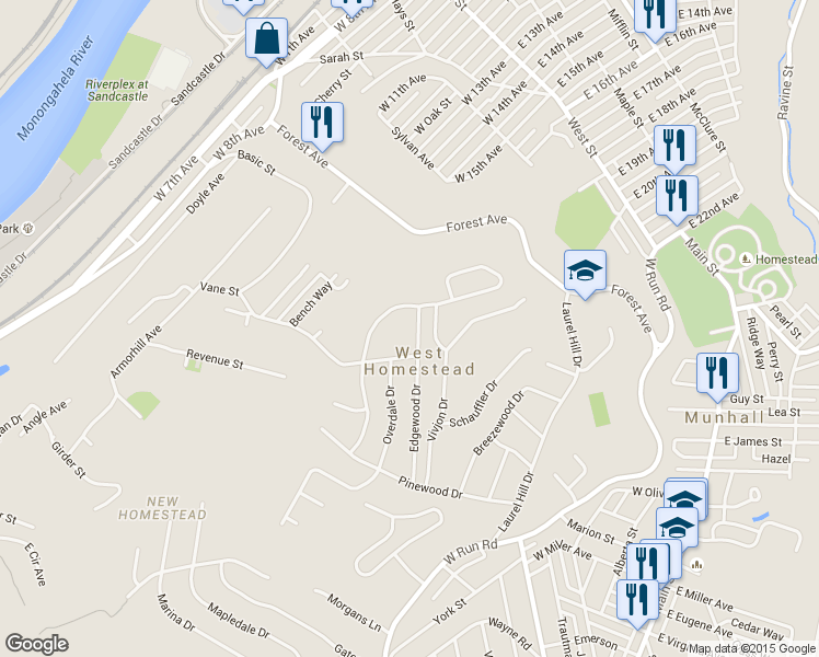map of restaurants, bars, coffee shops, grocery stores, and more near 1212 Edgewood Drive in Homestead