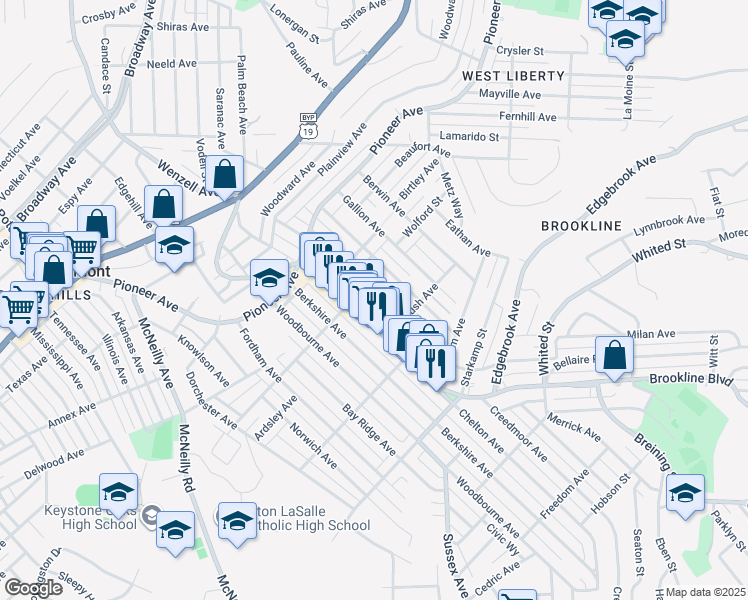 map of restaurants, bars, coffee shops, grocery stores, and more near 714 Bellaire Avenue in Pittsburgh