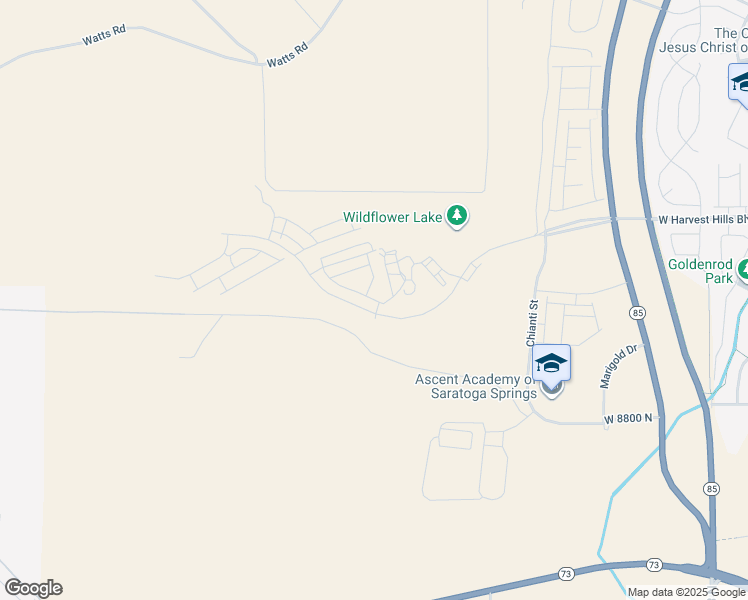 map of restaurants, bars, coffee shops, grocery stores, and more near Spring Run Parkway in Lehi