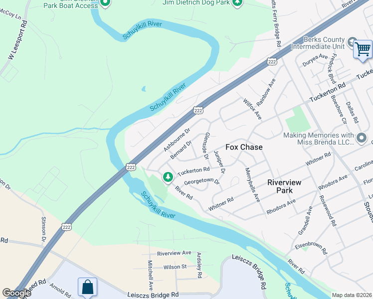 map of restaurants, bars, coffee shops, grocery stores, and more near 1132 Bernard Dr in Reading