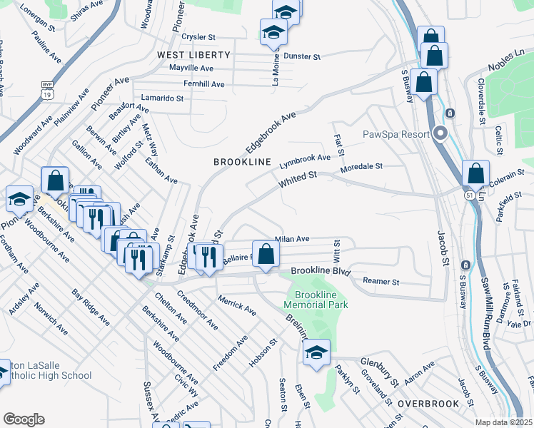 map of restaurants, bars, coffee shops, grocery stores, and more near 1235 Gallupe Dr in Pittsburgh