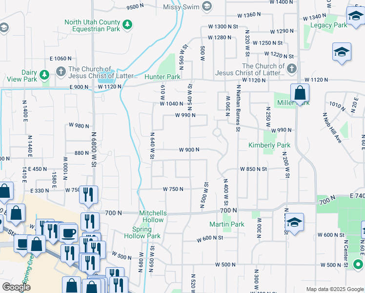 map of restaurants, bars, coffee shops, grocery stores, and more near 554 West 900 North in American Fork