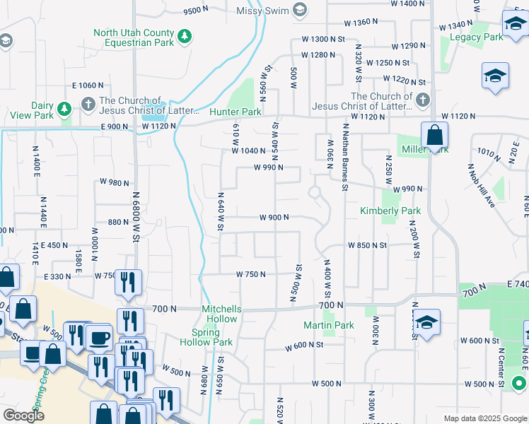 map of restaurants, bars, coffee shops, grocery stores, and more near 554 West 900 North in American Fork