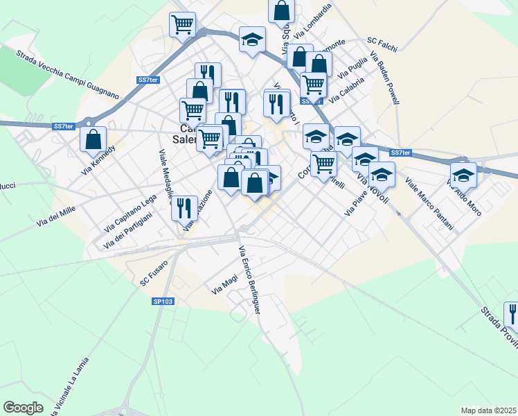 map of restaurants, bars, coffee shops, grocery stores, and more near 13 Via Pacinotti in Campi Salentina