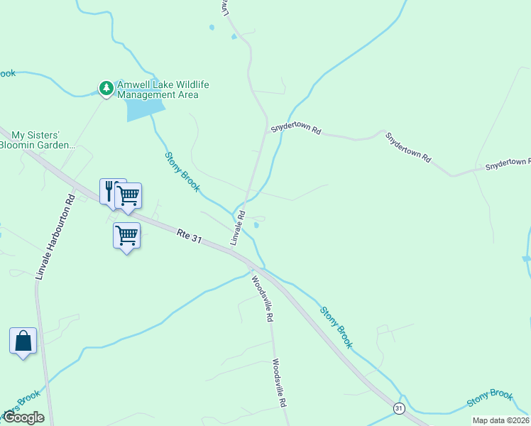 map of restaurants, bars, coffee shops, grocery stores, and more near 125 Linvale Road in East Amwell Township