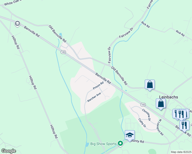 map of restaurants, bars, coffee shops, grocery stores, and more near 2918 Bernville Road in Leesport