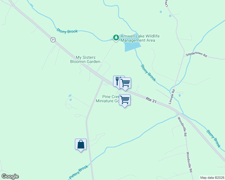 map of restaurants, bars, coffee shops, grocery stores, and more near 404 New Jersey 31 in Lambertville