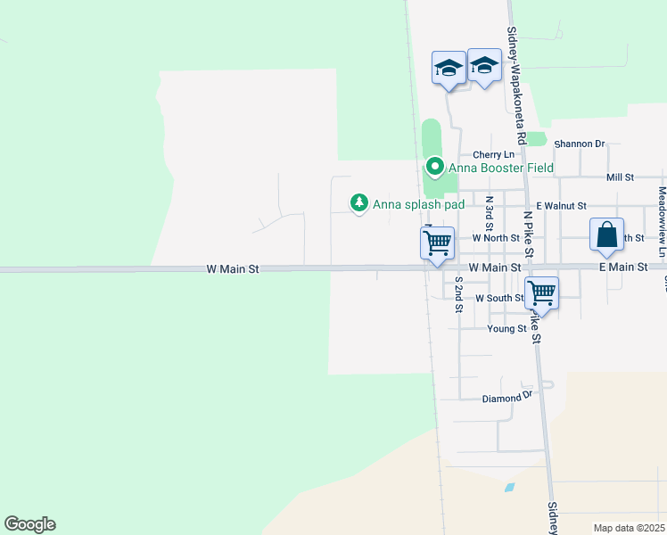 map of restaurants, bars, coffee shops, grocery stores, and more near 550 West Main Street in Anna