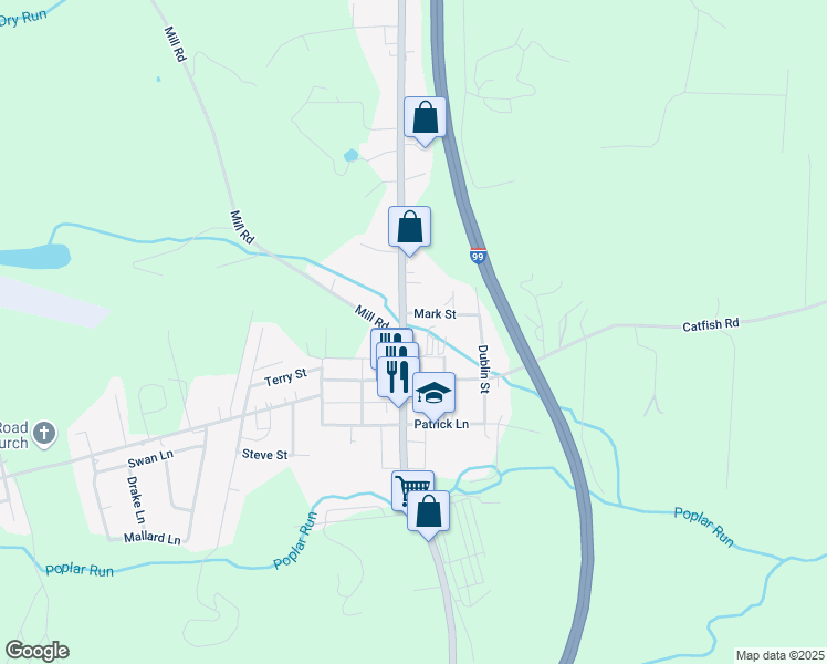 map of restaurants, bars, coffee shops, grocery stores, and more near Ireland Lane in Newry