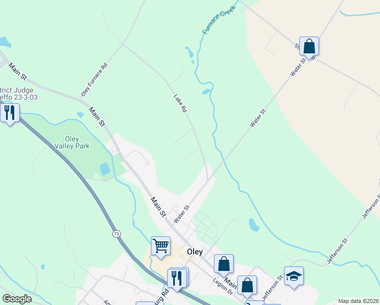 map of restaurants, bars, coffee shops, grocery stores, and more near 34 Lake Road in Oley