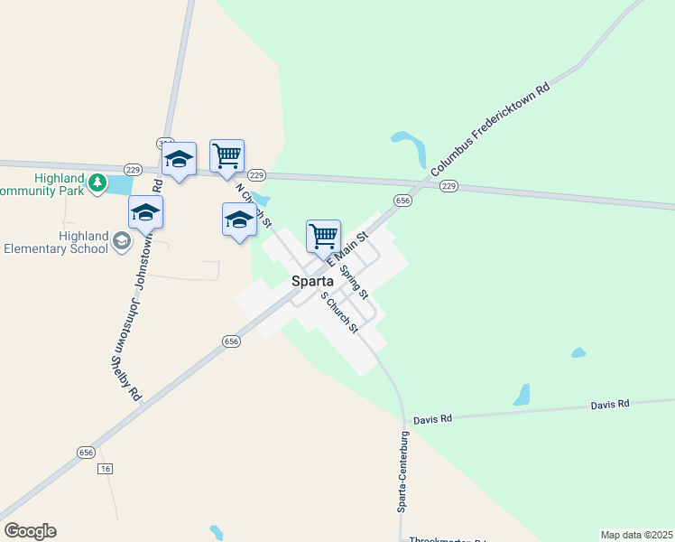 map of restaurants, bars, coffee shops, grocery stores, and more near in Sparta